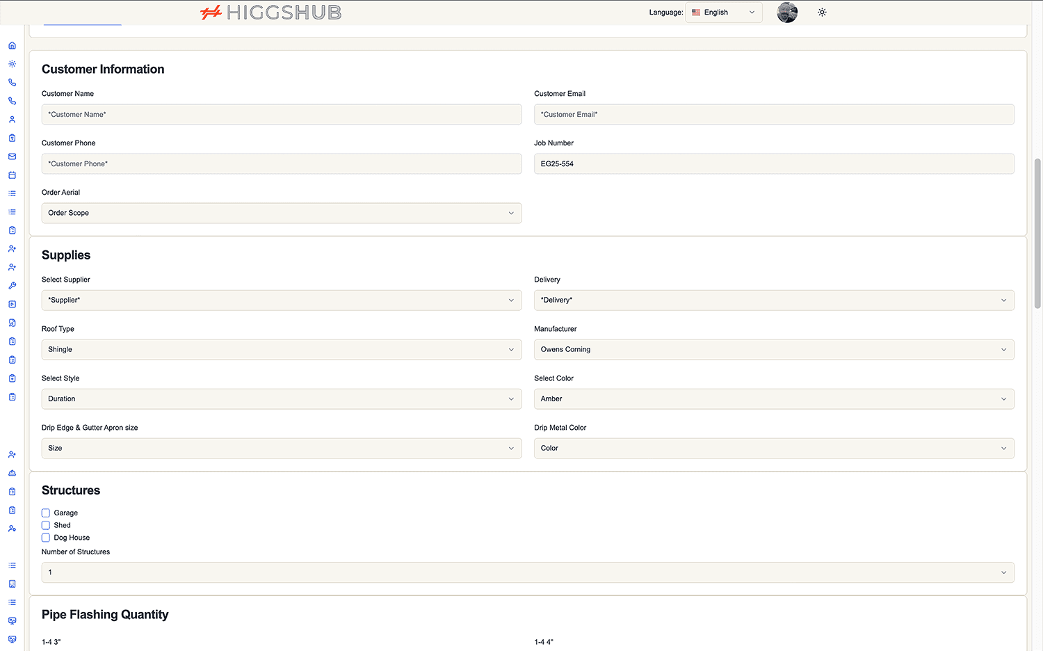 Job Construction Interface